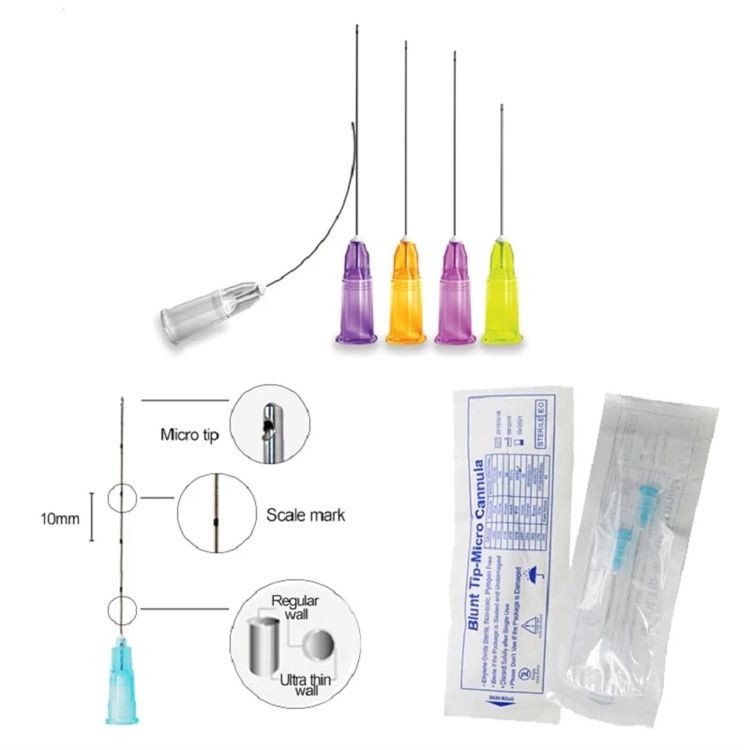 microcannula 25g 50mm 70mm Blunt Tip Micro Cannula Needle for Injectable Hyaluronic Acid Fillers